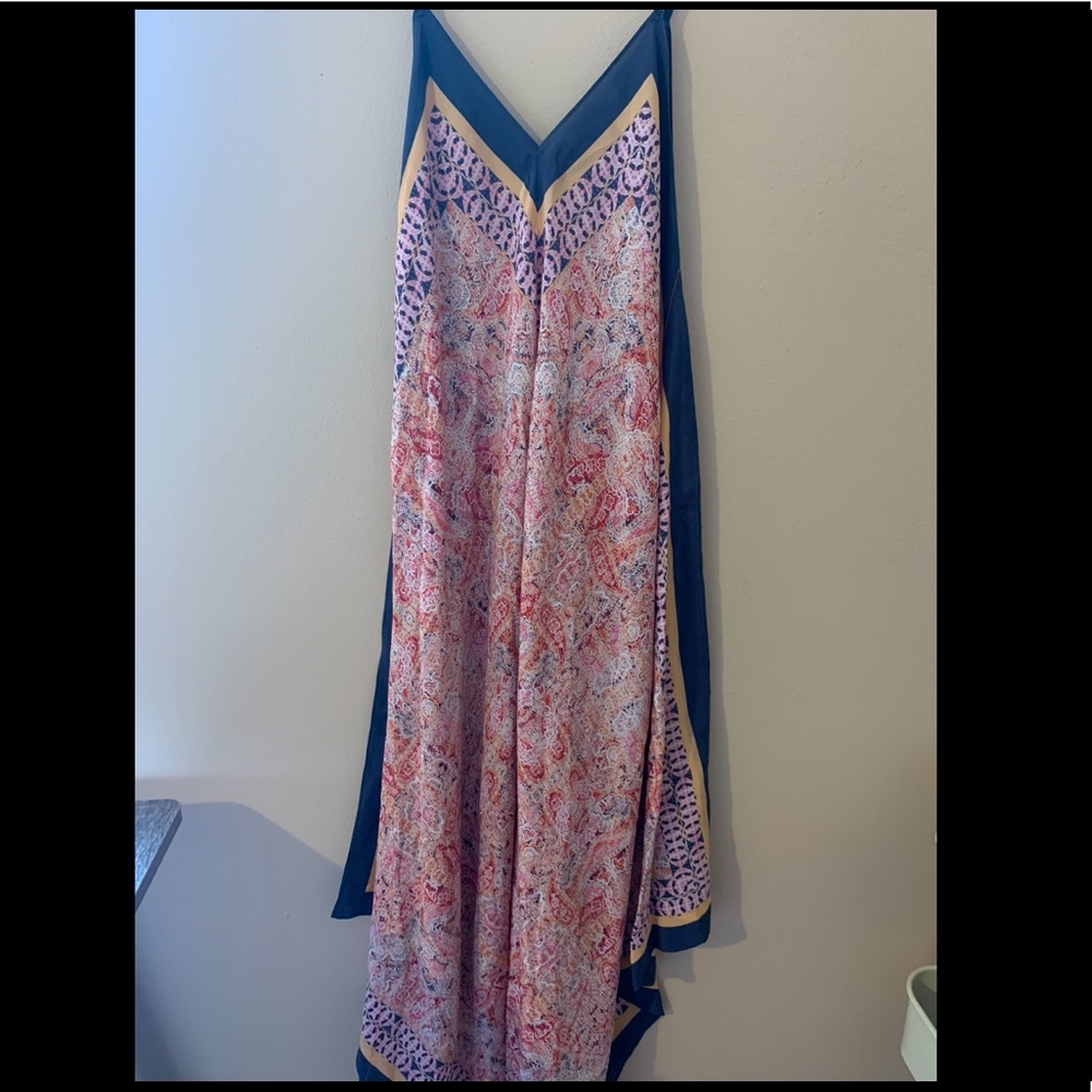 Silk Printed Scarf Midi Dress - asymmetrical hem